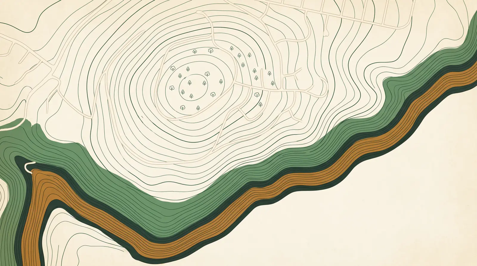 A topographic contour illustration of Leura in the Blue Mountains